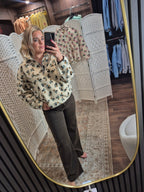Cream Floral Teddy Quarter-Zip Fleece