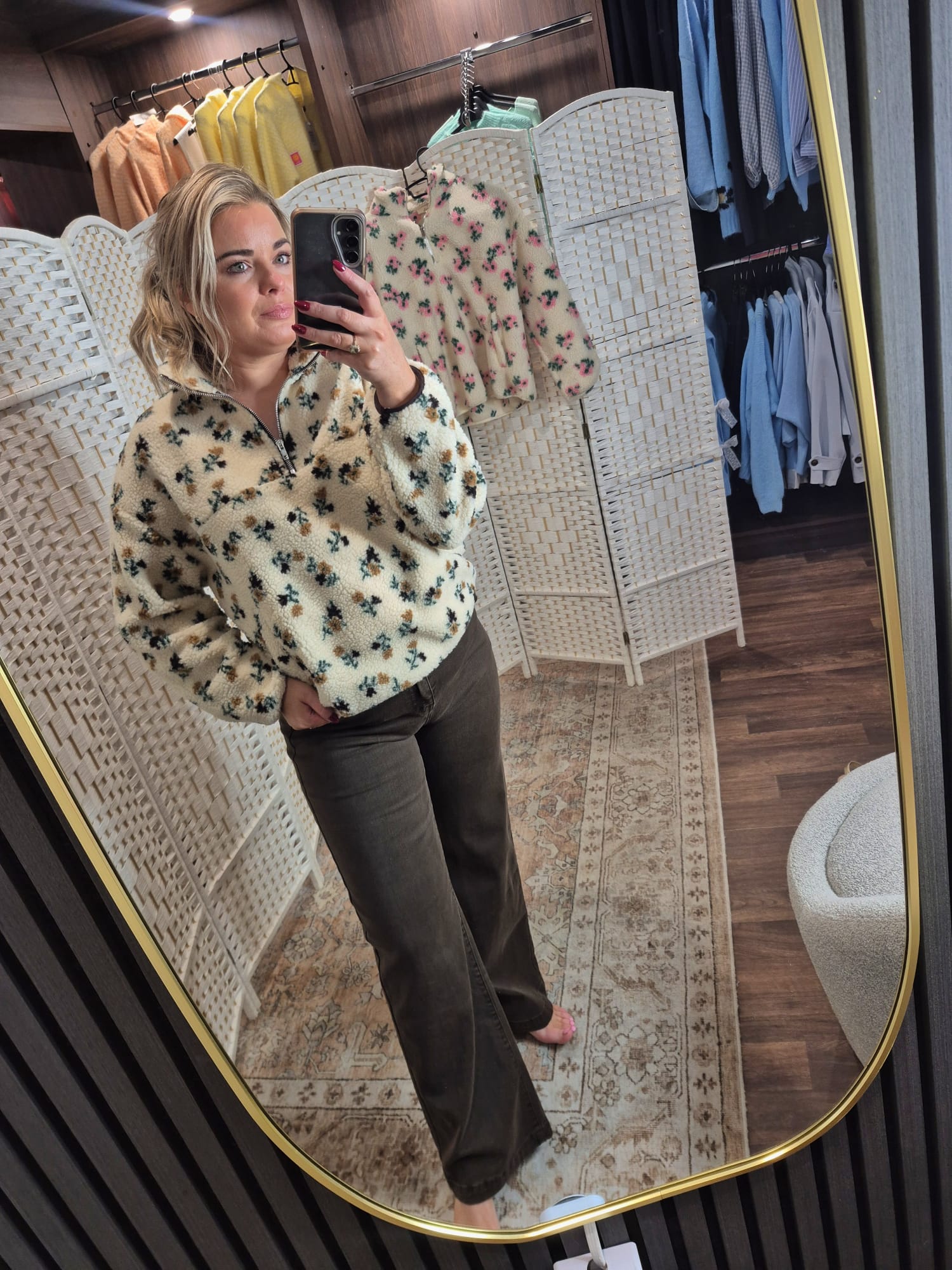 1/4 Zip Fleece Floral - 01 of 41