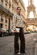 Cream Floral Teddy Quarter-Zip Fleece