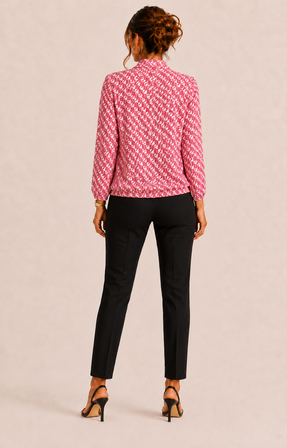 Pink Geometric Print Blouse