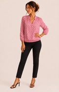Pink Geometric Print Blouse