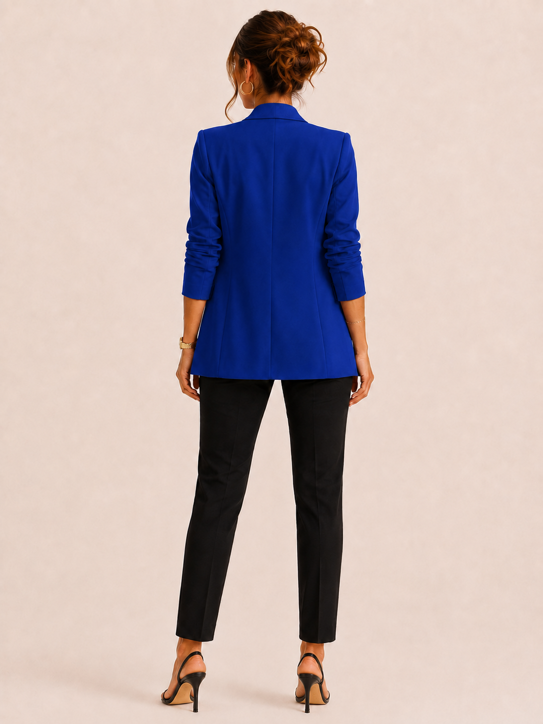 Royal Blue Gathered Sleeve Blazer