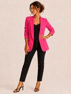 Pink Gathered Sleeve Blazer