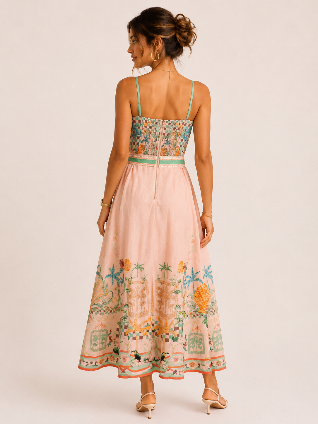 Tropical Print Dress Peach