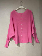 Pink Pearl-Effect Button Cardigan