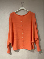 Coral Pearl-Effect Button Cardigan