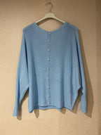 Sky Blue Pearl-Effect Button Cardigan
