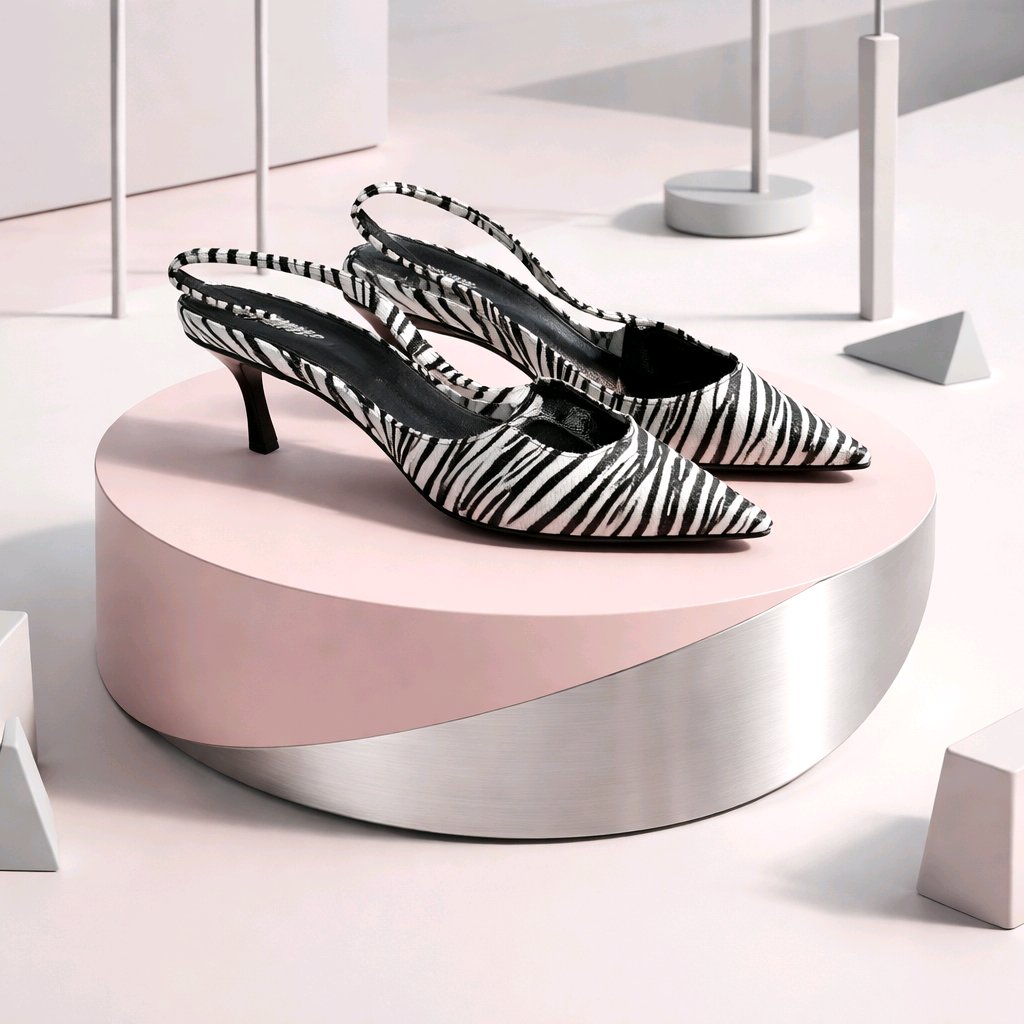 Elegant Sling Back Shoe - Zebra