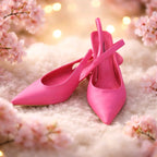 Fuchsia Pointed-Toe Slingback Heels