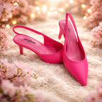 Fuchsia Pointed-Toe Slingback Heels