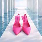 Fuchsia Pointed-Toe Slingback Heels