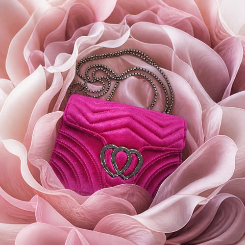 Elegant Pink Clutch Handbag with Gold trim