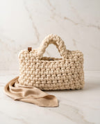 Cream Crochet-Style Handbag