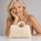 Cream Crochet-Style Handbag
