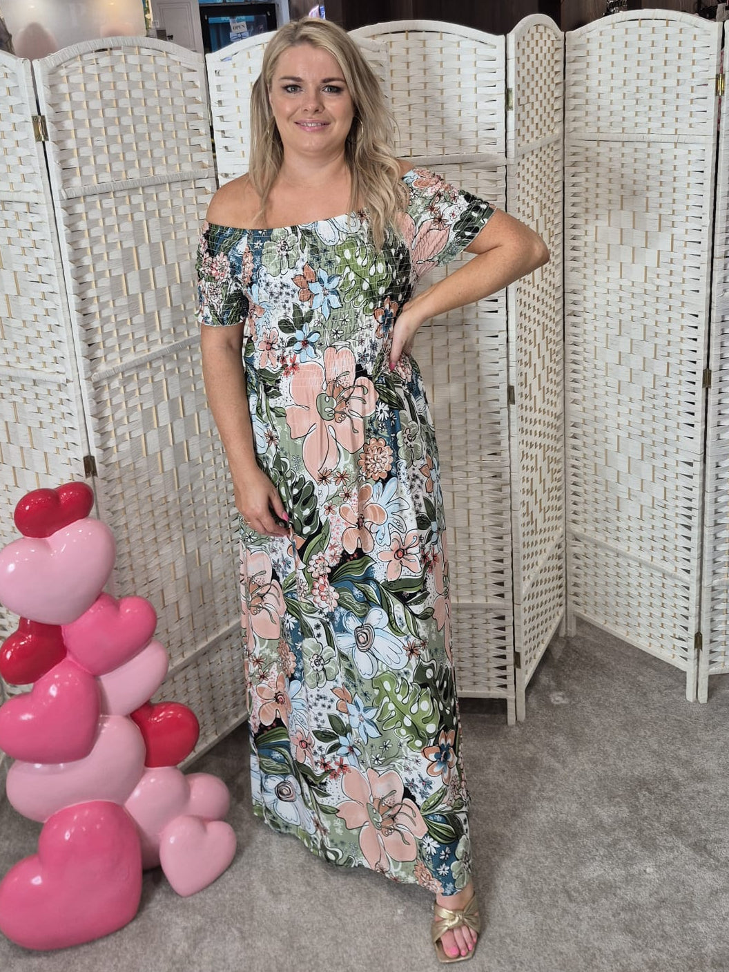 Floral off-the-shoulder maxi dress