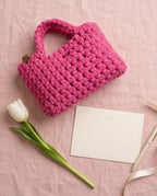 Pink Crochet-Style Handbag