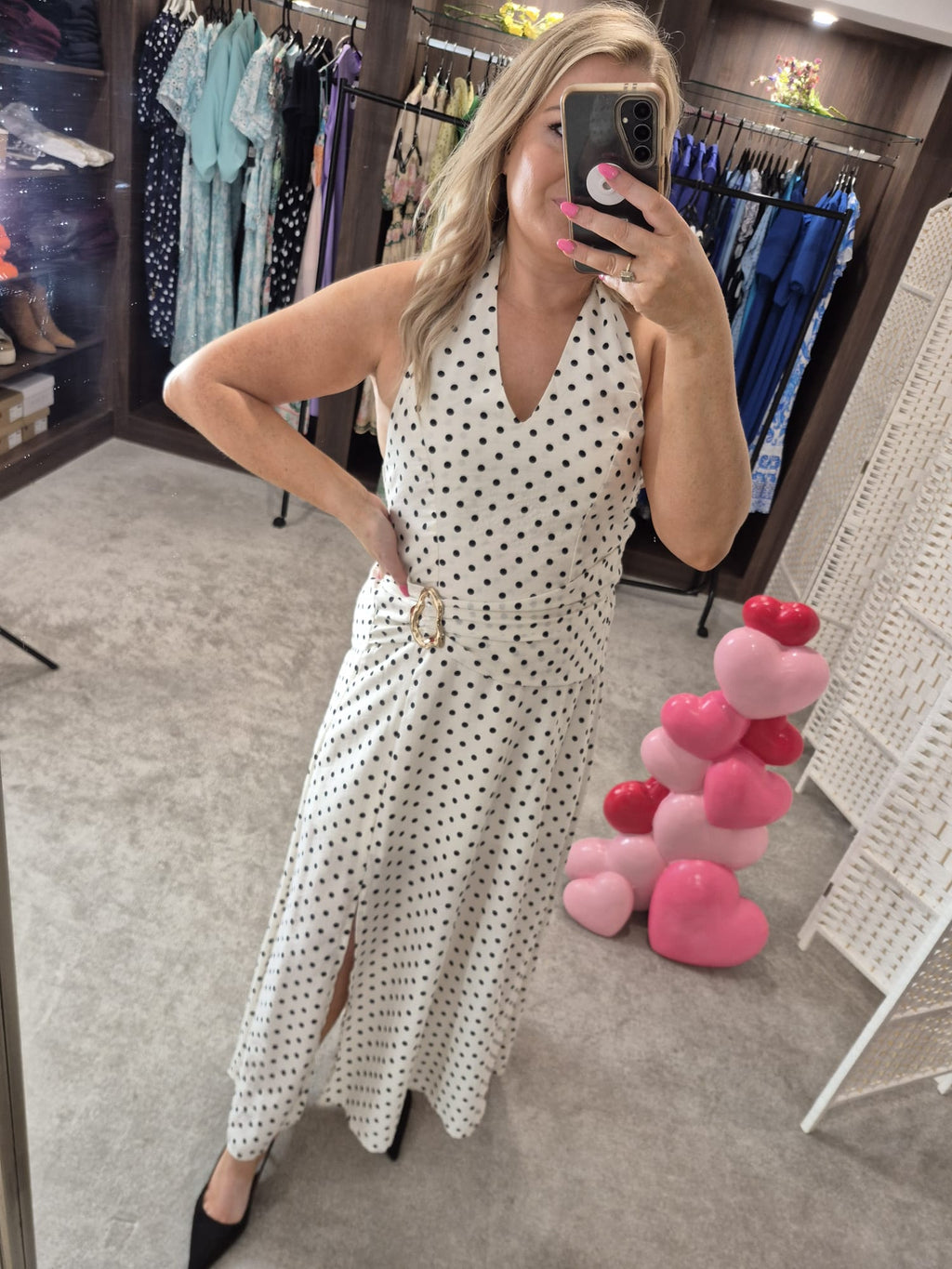Polka Dot Halter Neck Dress