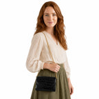 Black Croc-Effect Clutch Bag