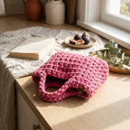 Pink Crochet-Style Handbag