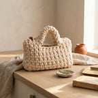 Cream Crochet-Style Handbag