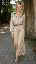 Cream Satin Dress