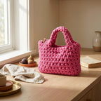 Pink Crochet-Style Handbag