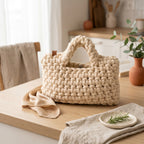 Cream Crochet-Style Handbag