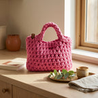 Pink Crochet-Style Handbag
