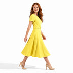 Marc Angelo Yellow Fit-and-Flare Midi Dress