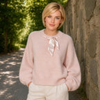 Milo’s Pale Pink Ribbon-Neck Jumper