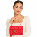 Elegant Red Clutch Handbag with Gold trim