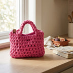 Pink Crochet-Style Handbag