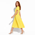 Marc Angelo Yellow Fit-and-Flare Midi Dress