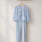 Rue de Femme Powder Blue Sheer Floral Blouse